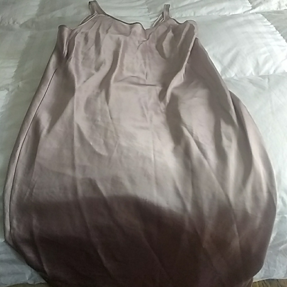 Long satin lingerie slip champagne color
